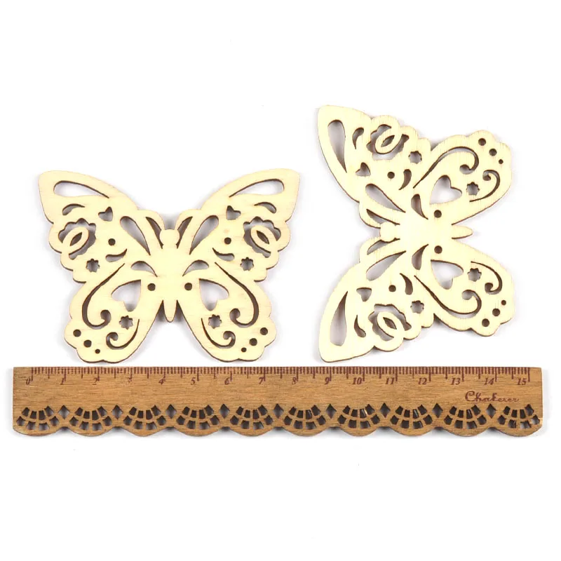 10pcs Hollow Butterfly Wooden Pendant For Kid Paint Scrapbooking Wood Crafts Supplies DIY Accessories Ornament Home Decor m2128