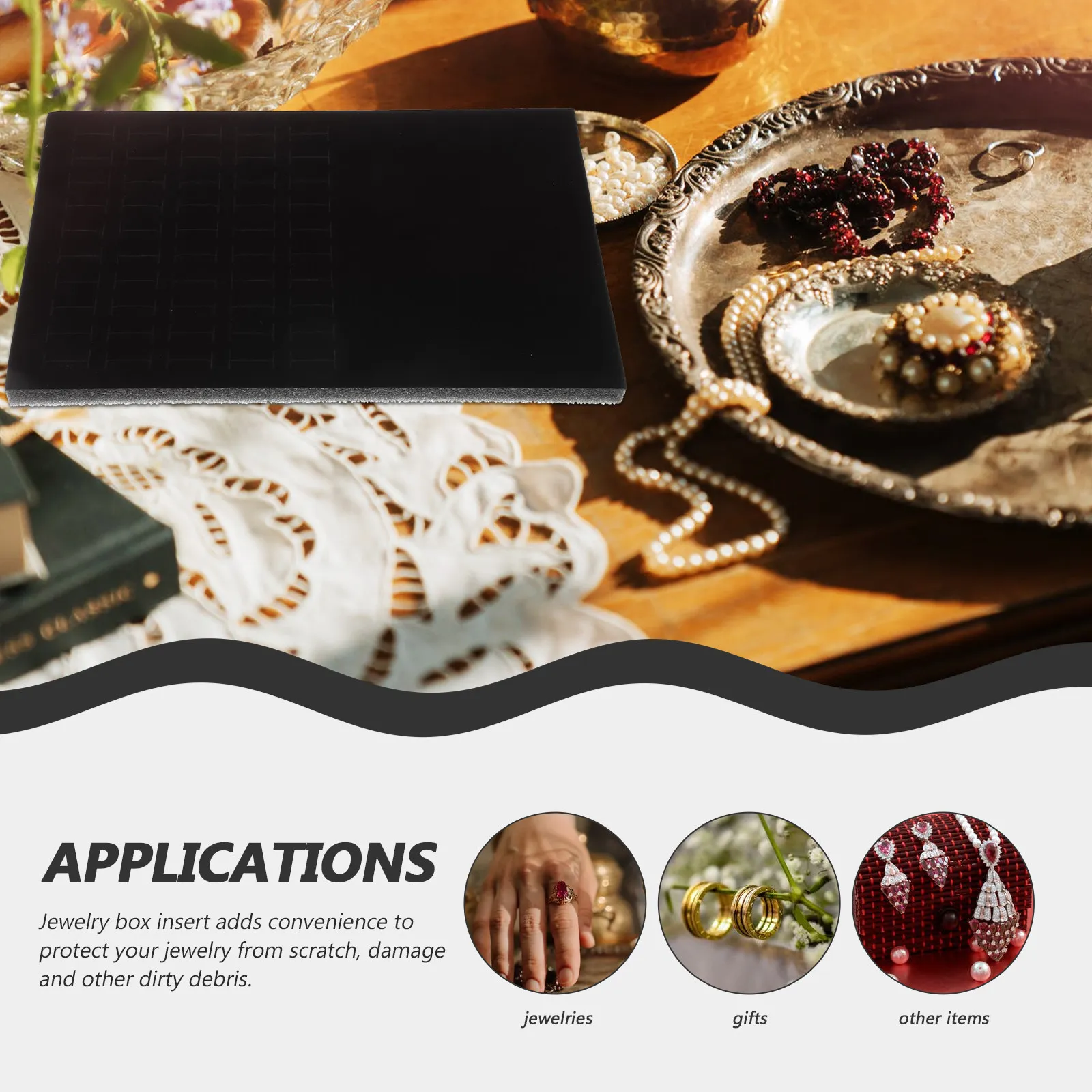 

Вкладыш-губка для шкатулки для украшений: защита от царапин для колец, ожерелий, браслетов, мягкая амортизация, элегантный минималистичный дизайн