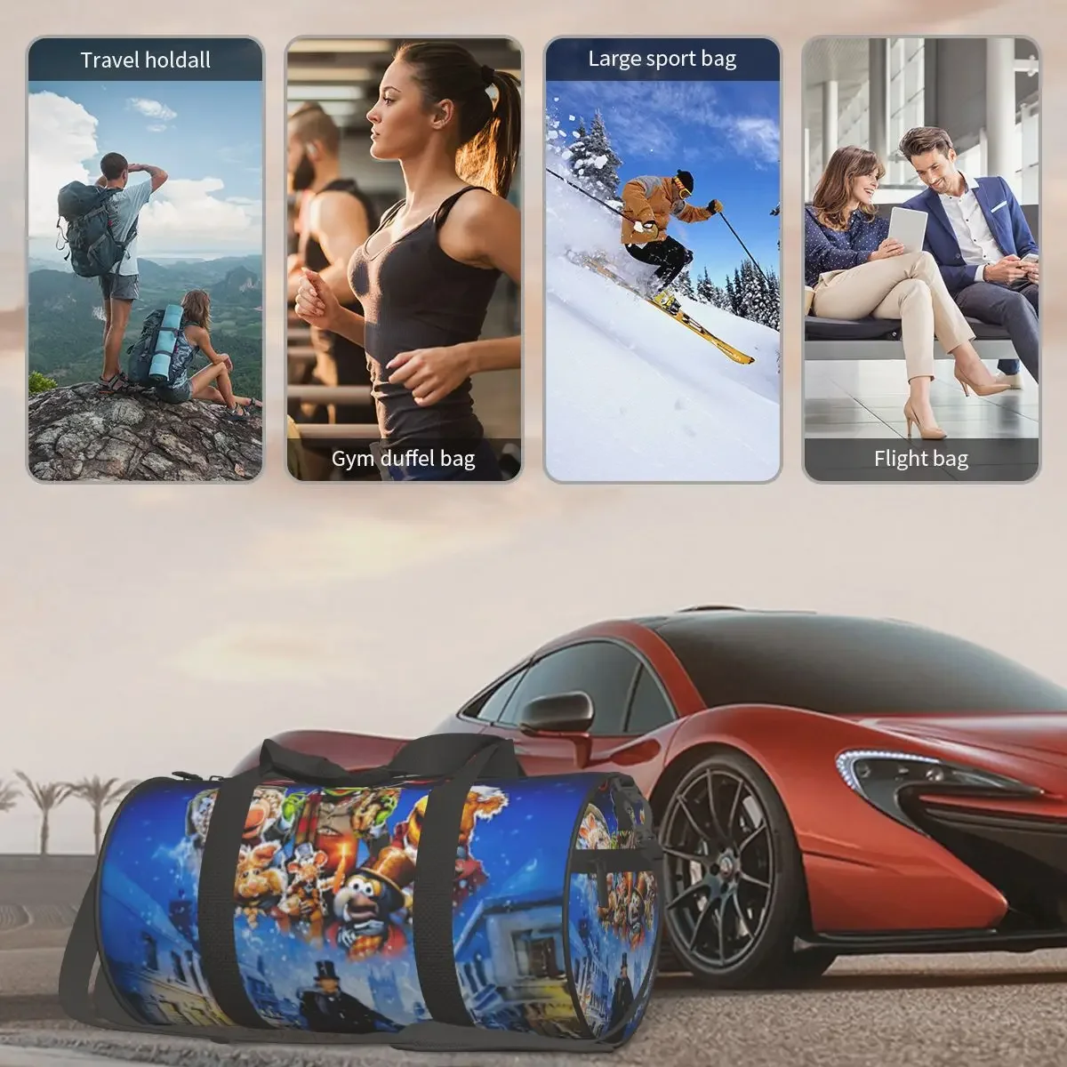 Muppet عيد الميلاد كارول حقيبة رياضية كبيرة واق من المطر متعددة الوظائف حقائب سفر واق من المطر حقائب اللياقة البدنية