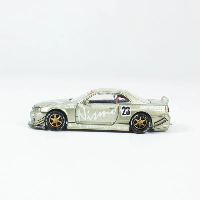 Nissan gtr r34-鋳造合金シミュレーションモデル,装飾玩具の子供コレクション,クリスマスプレゼント,1:64