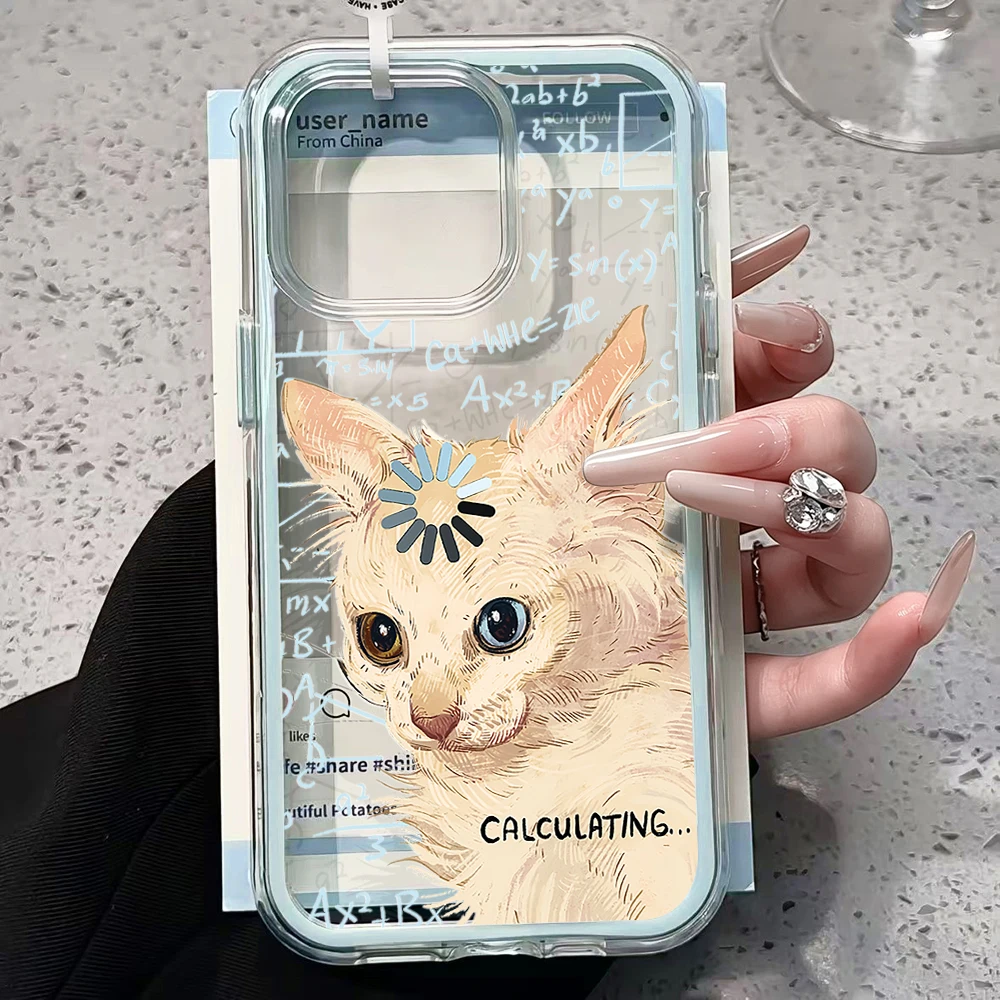 Calculating Cat Transparente Handyhülle für Samsung Galaxy S26 Ultra S25 S24 edge s22 s23 Plus FE A57 A54 A55 A16 A35 A36 A37 5G Cover – Detail 3