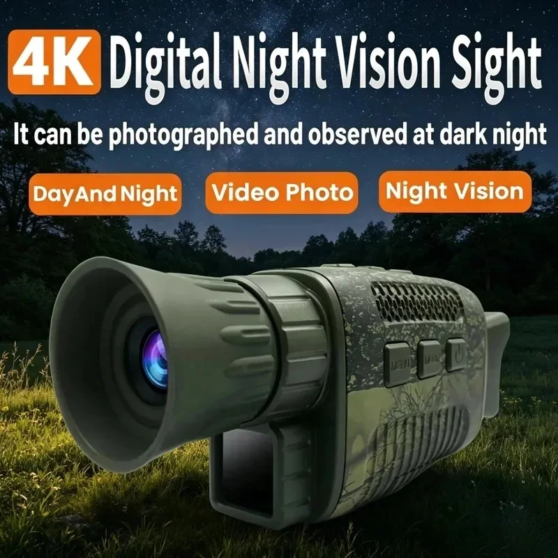 Infrared Night Vision Monocular Camera, 5X Digital Zoom, 9 Languages, 200M Full Dark Viewing Distance for Hunting observation