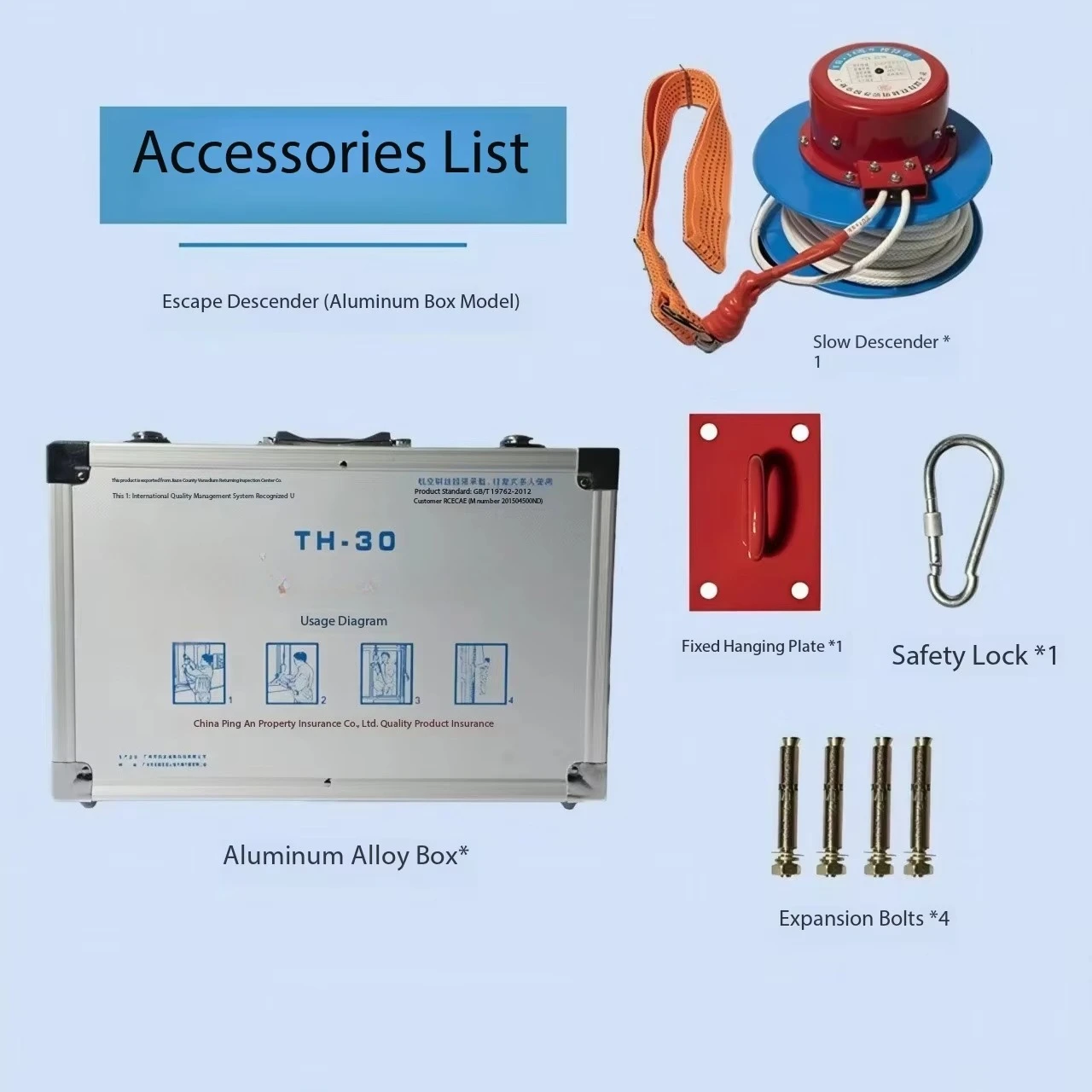 High altitude self-rescue escape damper fire rescue fiberglass rope 15-100m 10-50KN bearing capacity