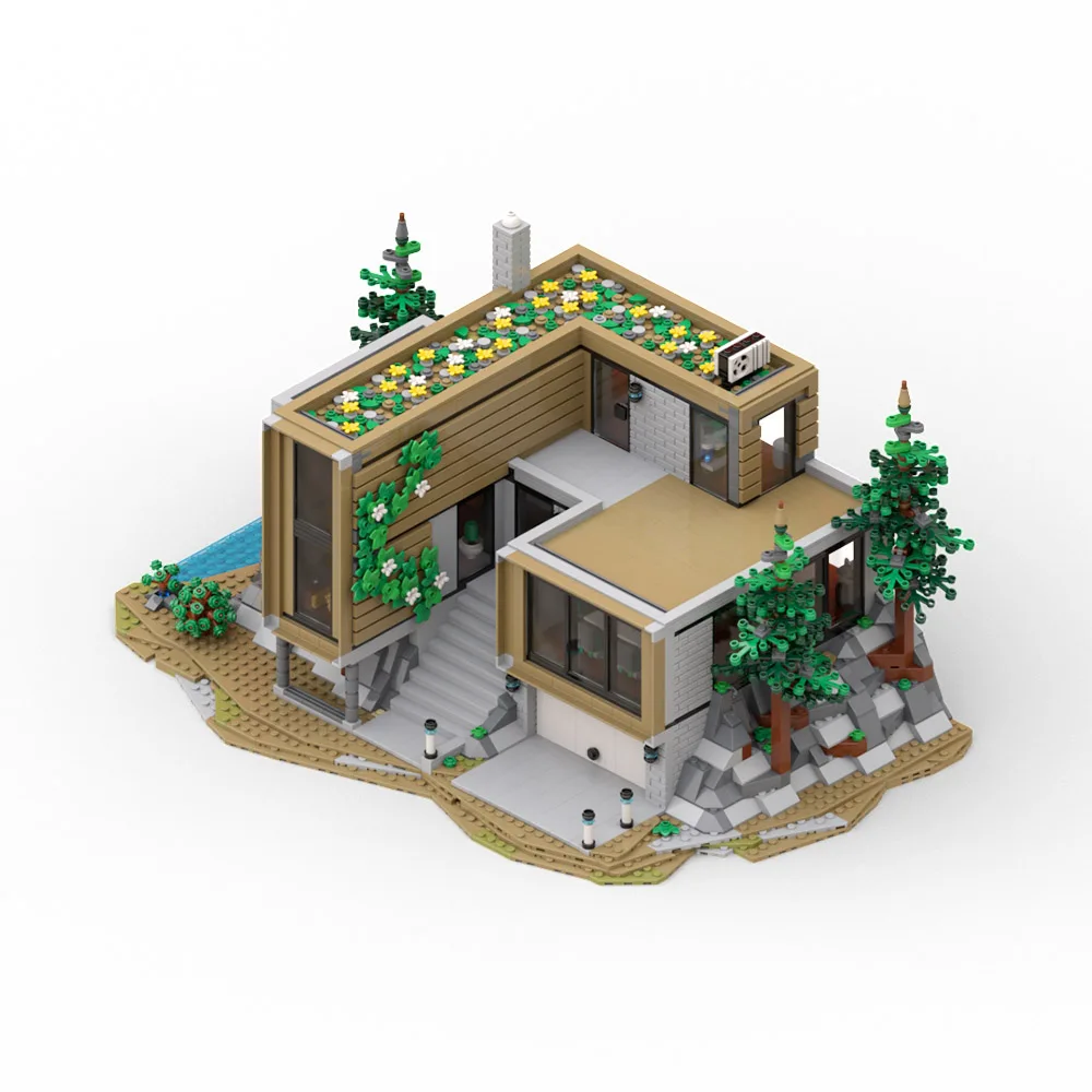 MOC forest Architecture The Architect's House Bricks Building Blocks Modern  Tower Street view Building Model Bricks Toys Gifts