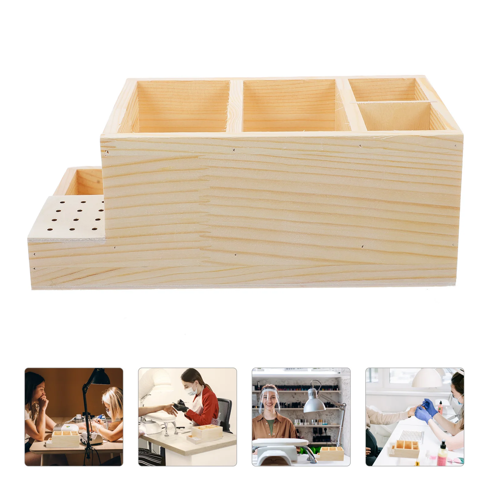 

Коробка для хранения ногтей, деревянный органайзер для сверл для ногтей, держатель для шлифовальной головки, настольный чехол для маникюра, принадлежности для маникюра