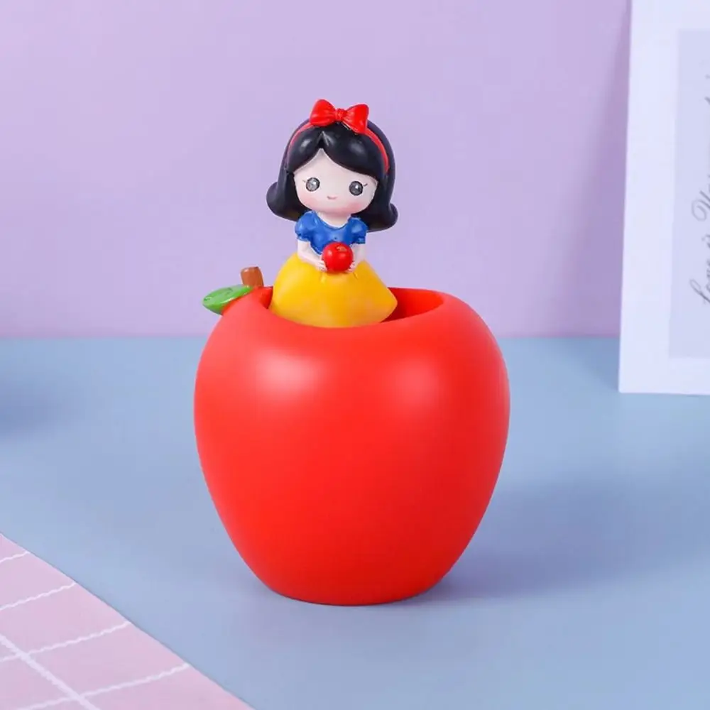 Cute Cartoon Anime Pen Holder Mermaid Snow White Desktop Storage Box Stationery Multifunctional Resin Ornaments Office School