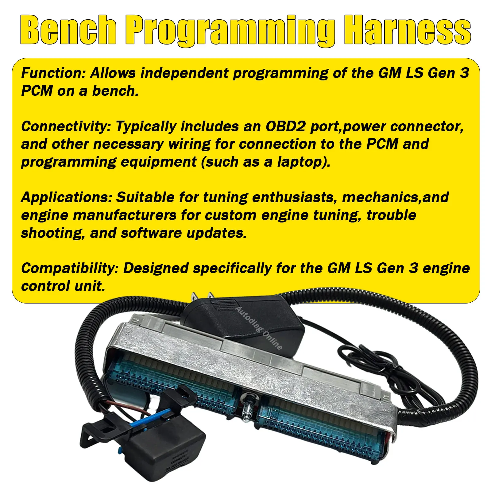 Obd2 مقاعد البدلاء تسخير لجنرال موتورز تشيفي LS Gen3 مع كابل إمداد الطاقة مقعد تسخير ل ECM محرك البرمجة obdii محول أداة #2