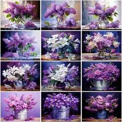 GATYZTORY Pictures By Number Purple Lavender Kits Home Decor Painting By Number Flowers Drawing On Canvas HandPainted Art Gift
