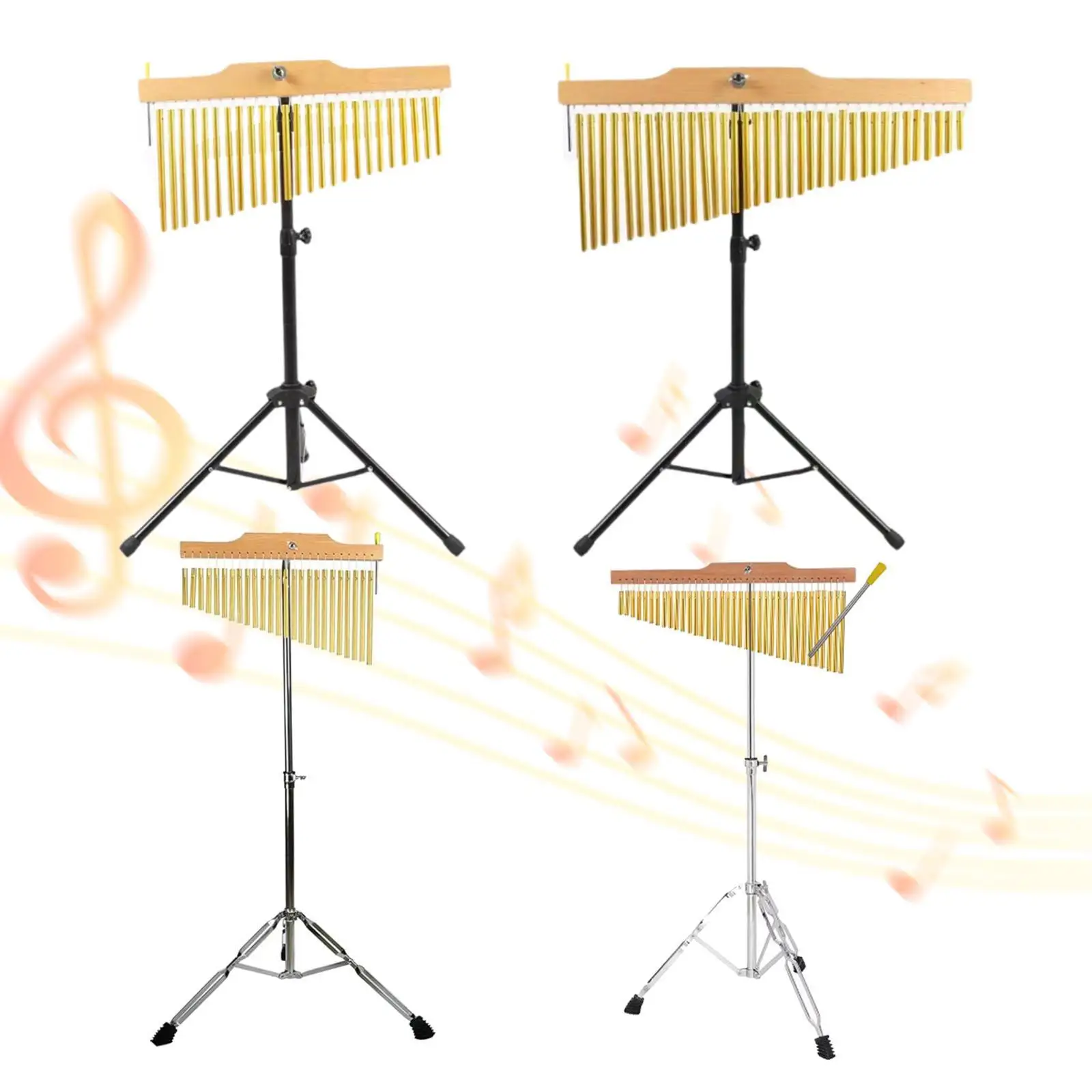 

Wind Chimes Percussion Sturdy Adjustable Tripod Stand Classic Musical Percussion Instrument for Practice Professionals Beginners
