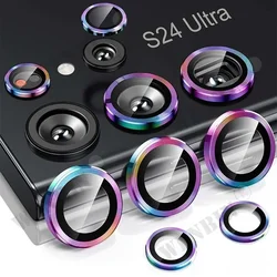 2 Pcs Camera Lens Protector For Samsung S25 S24 Ultra Plus A56 A55 5G 9H Tempered Glass Screen Protector Cover Film Metal Ring