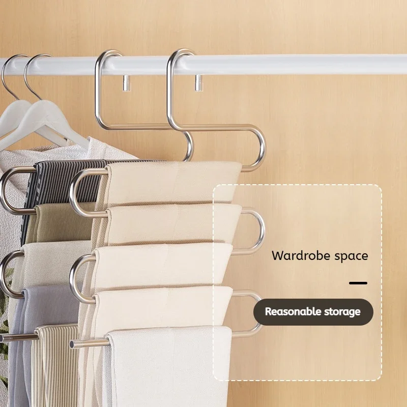 5 Layers Non-Slip Clothes Hangers Rack Multi-Functional Pant Storage Organizer with Multiple Hanging And Storage Options