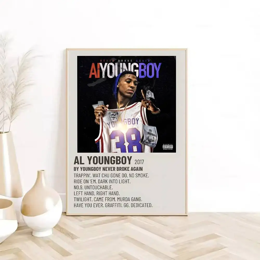 ملصق YoungBoy Never Broke Again عالي الدقة على الحائط اللاصق المقاوم للماء وغرفة المعيشة وغرفة النوم والديكور الجمالي