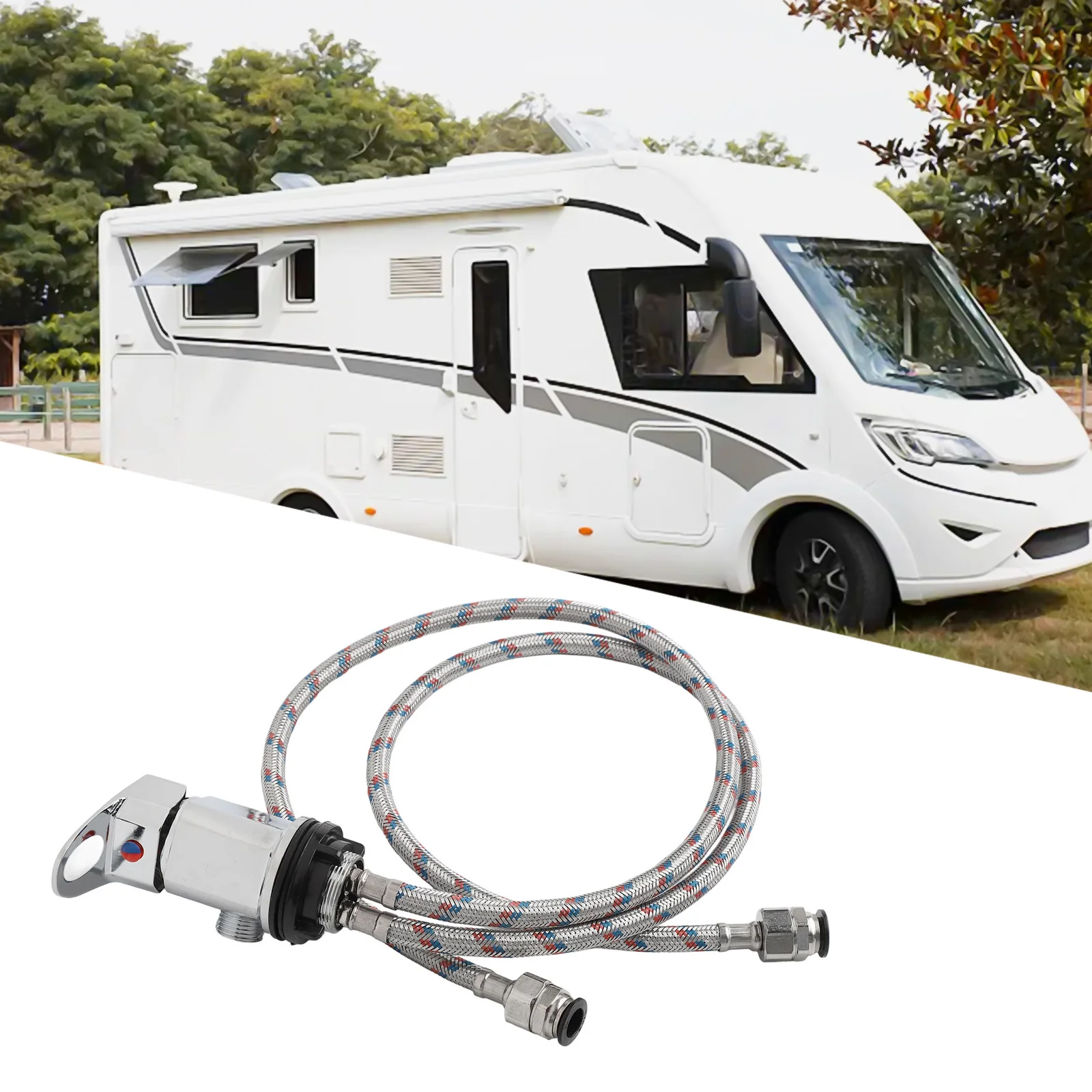 

1 Pcs Versatile 1/2" Shower Mixer Tap With 800mm Stainless Steel Tails For RVs Shower Mixer Tap Campervan Camper Van Accessories