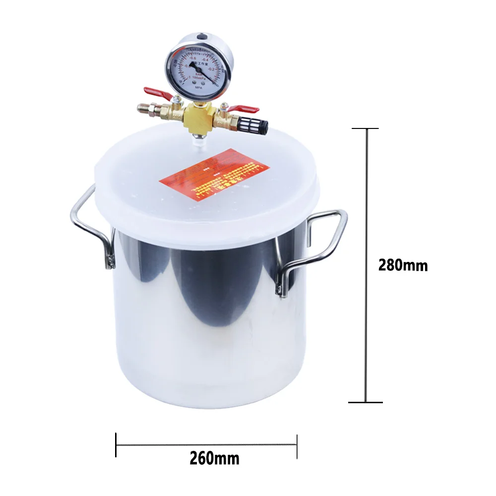 20CM Vacuum Defoaming Tank Barrel Stainless Steel Vacuum Chamber Crystal Glue Maker for Epoxy Resin Silica Gel 6L