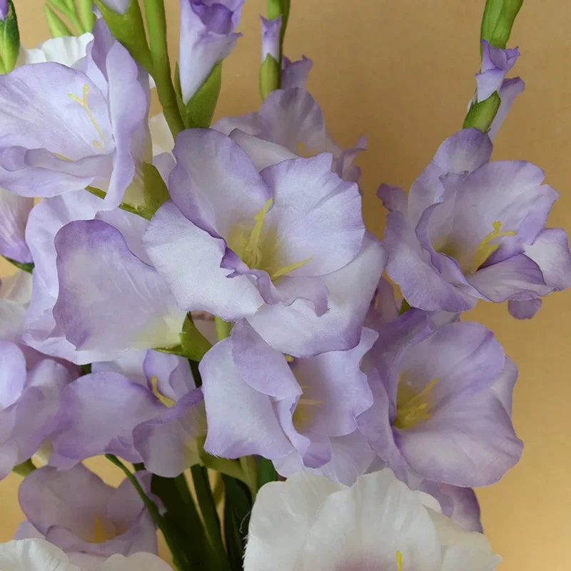 4 Stück Simulierte Clivia Seidenblumen Gartendekoration Künstliche 7-köpfige Gladiolen-Zweige Champagnerfarbene Blumen Balkondekoration – Detail 10