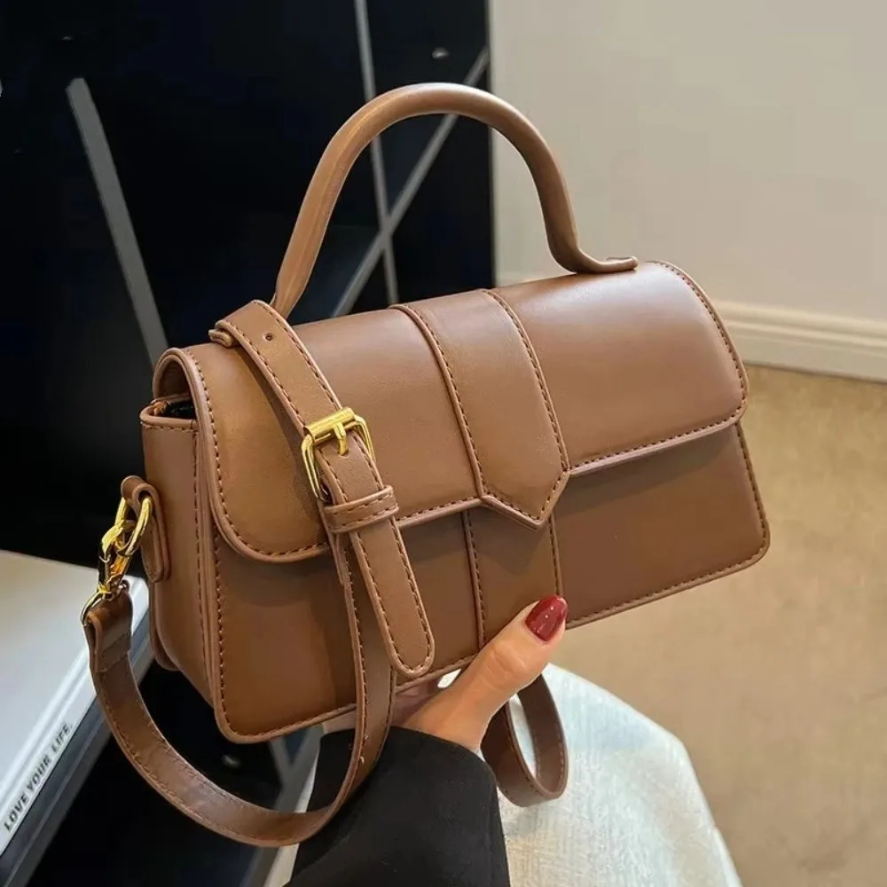 

Женская сумка через плечо из искусственной кожи, квадратная легкая винтажная сумка под мышками, портативная минималистичная модная сумка на плечо