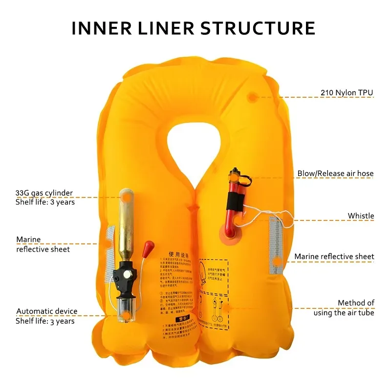 Water Sports Multifunctional Inflatable Rescue Vest Adult Big Buoyancy Fishing Portable Marine Buoyancy Vest
