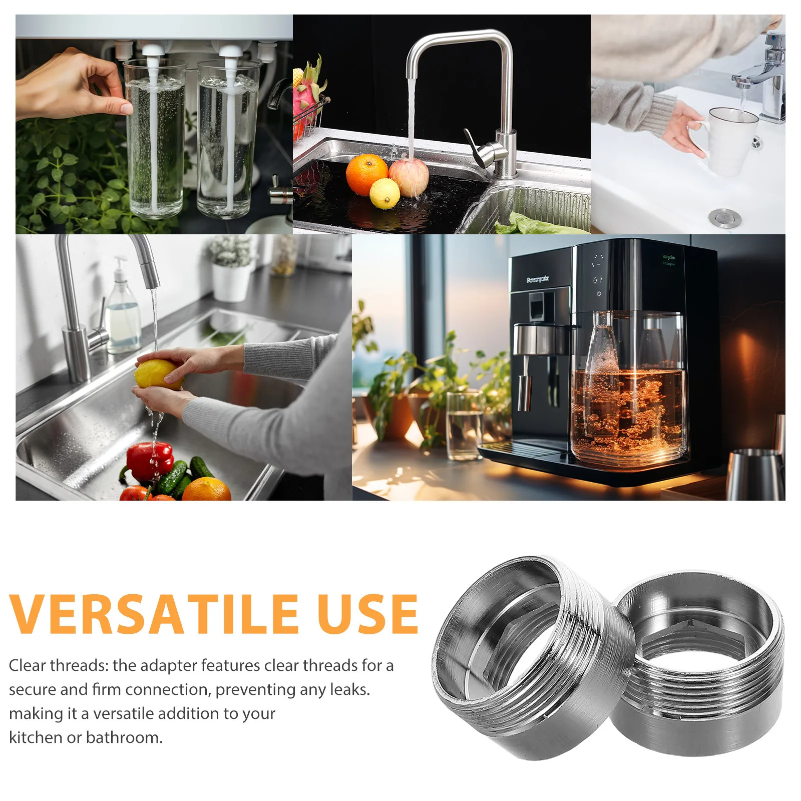 2 Sets Water Purifier Faucet Adapter for Kitchen & Bathroom Sink to Hose Connection