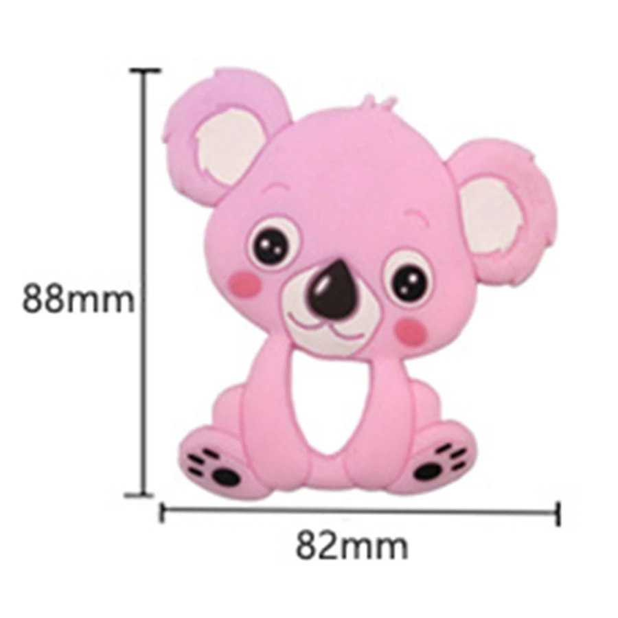 

【NEW USER EXCLUSIVE】2PCS Food Grade Baby Rodents Silicone Teethers DIY Animal Koala Baby Ring Teether Infant Chew Charms Kids Te