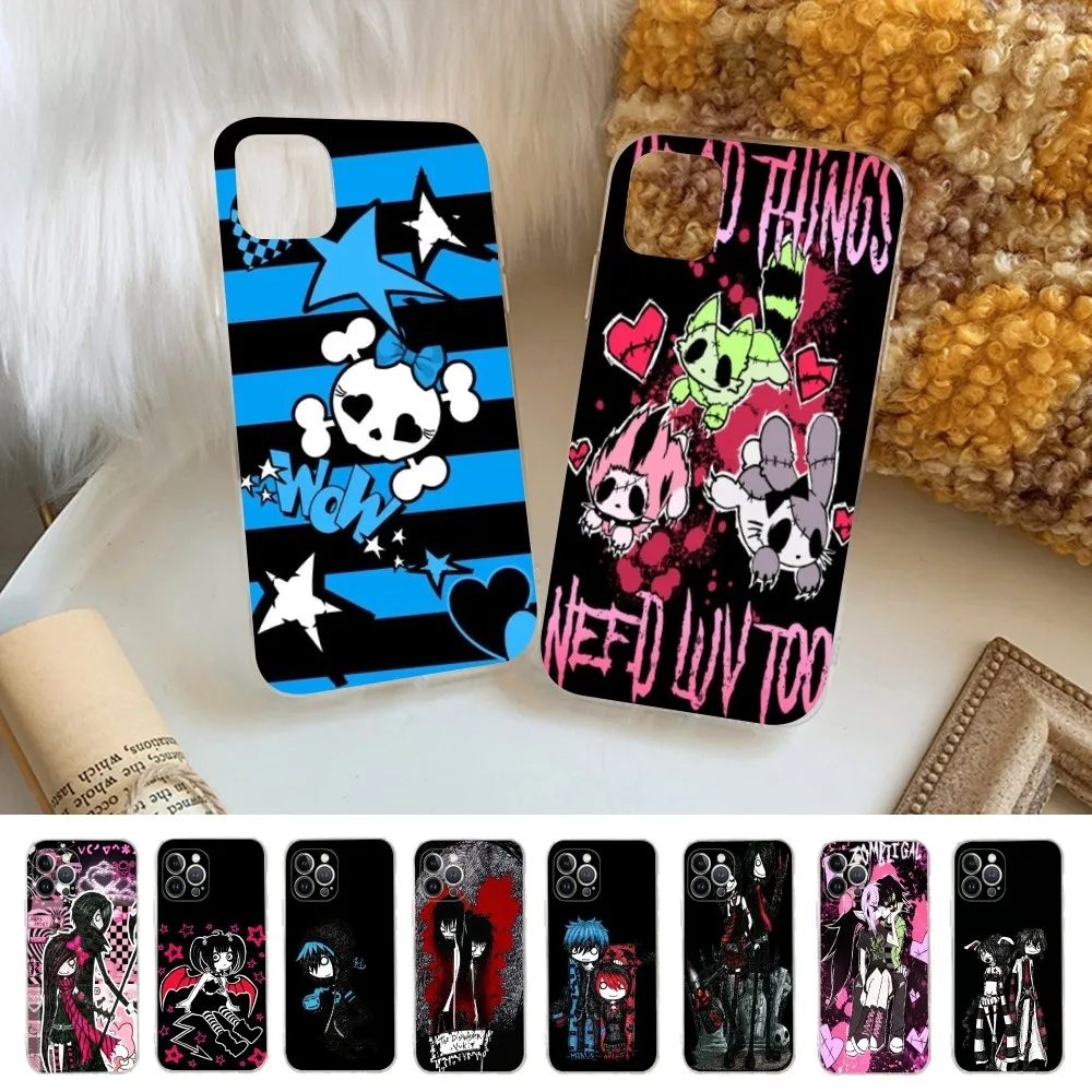 Love Black and Cute Emo Phone Case Silicone Soft for iphone 16 15 14 13 12 11 Pro Mini XS MAX Plus X Cover - view 6