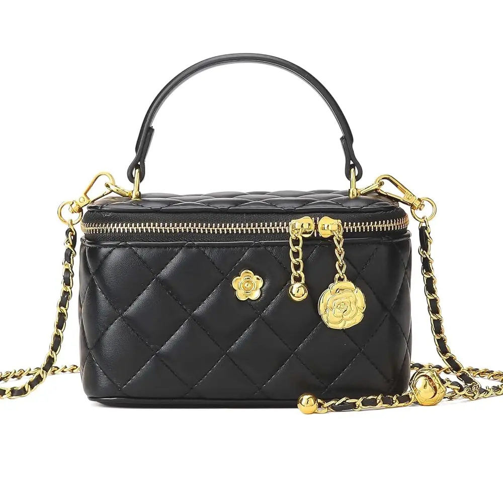 

Free ShippingSmall Quilted Square box crossbody bag and Satchel Purse For Women Designer Mini Top Handle Pouch Tote Handbag