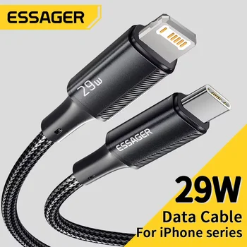 Essager USB-C-Kabel für iPhone 14 13 12 11 Pro Max Xs 8 Plus iPad MacBook-Kabel 29 W PD Schnellladung Typ C zum Beleuchtungs-Datenkabel