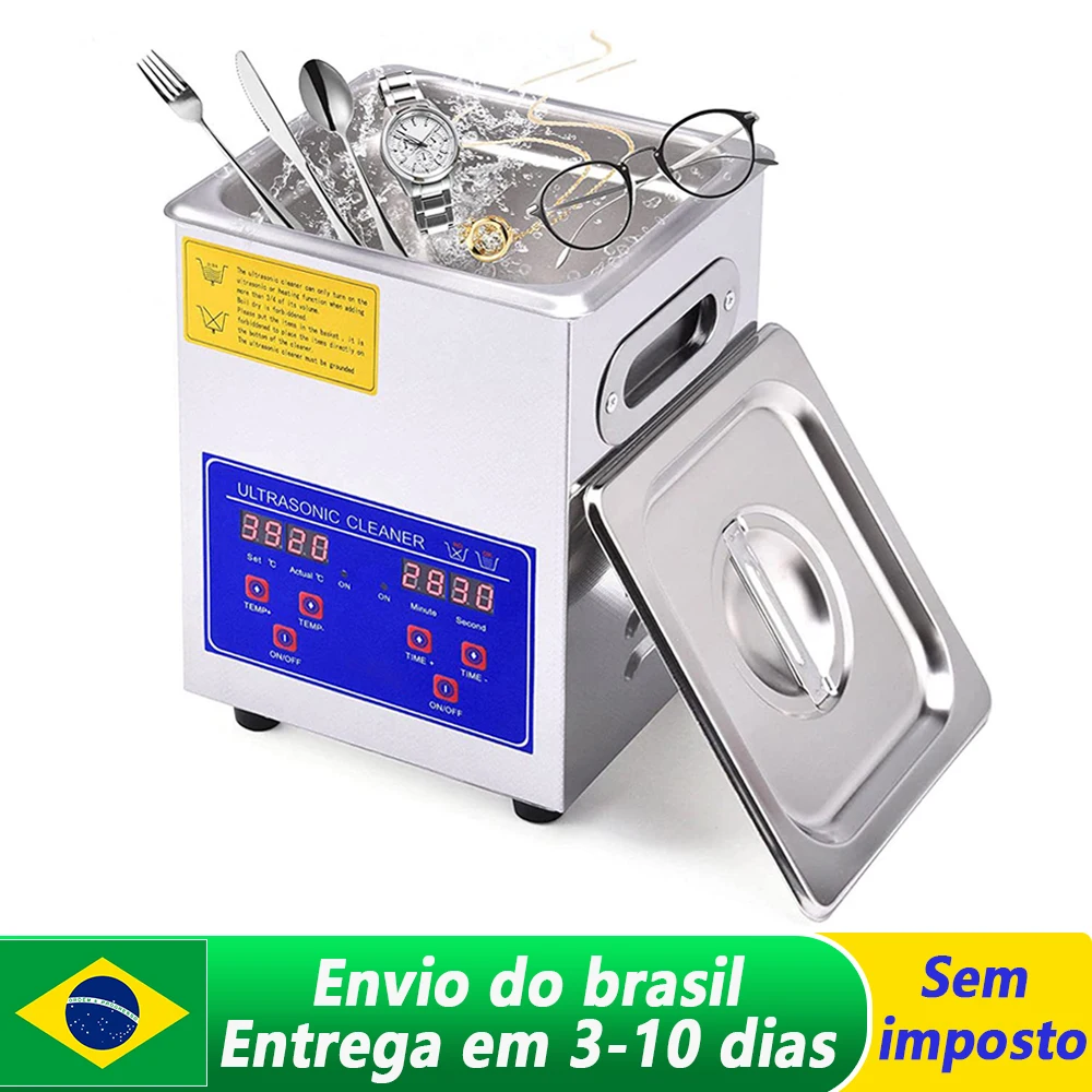 2l Edelstahl-Ultraschall reiniger mit digitalem Timer und Heizung, 60-W-Schmuck-Ultraschallreinigungsgerät, 40kHz, 220V.