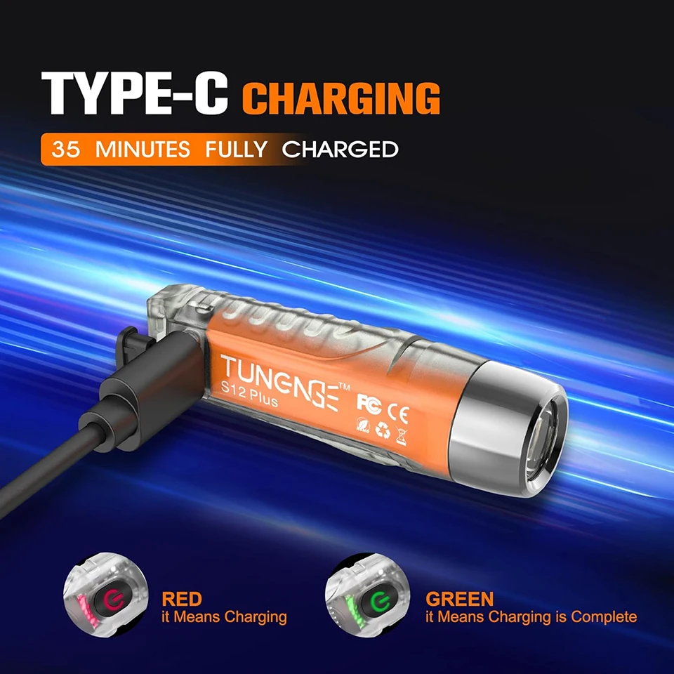 TUNENGE S12 plus 600LM مصباح يدوي صغير محمول السطوع USB قابل لإعادة الشحن IP66 مقاوم للماء الشعلة ضوء الطوارئ مصابيح خارجية #3