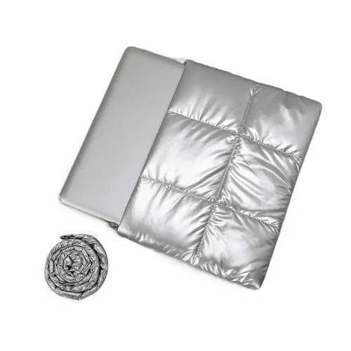 Imagen 2 del producto Bolso para ordenador portátil de algodón hinchado a la moda, impermeable, funda para portátil de 14 pulgadas con correa para el hombro, a prueba de golpes para MacBook/Lenovo/Huawei