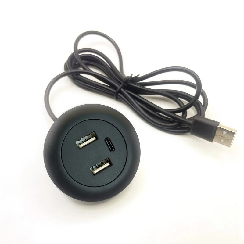 Desktop Hole Embedded 5V2A USB To 2USB+type-C Dual Socket Hidden Charging Furniture Office Hidden Furniture Charging Socket
