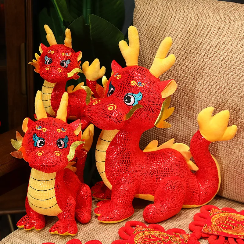 

2024 The Year of The Loong Mascot Figurine Chinese Zodiac Dragon Doll Simulation Chinese Loong Plush Toy