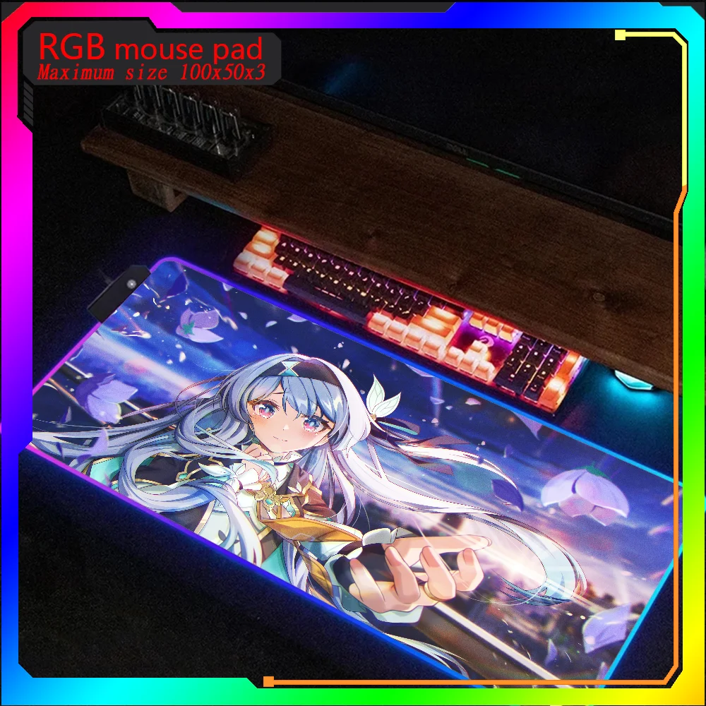 Hot selling Honkai Star Rail Firefly Rgb MousePad Steelseries Laptop Mat Gaming Mousepad Backlit Keyboard Gamer Deskpad MausePad