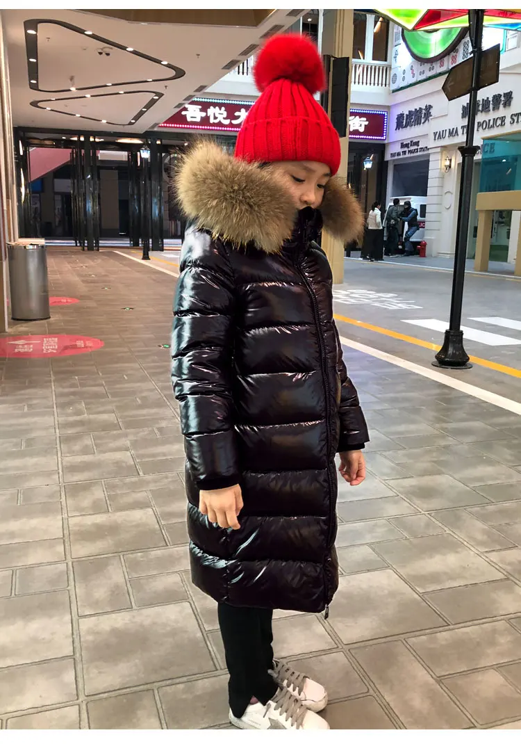 OLEKID -30 Degrees Warm Down Jacket For Girls Fox Fur Kids Girls Winter Jacket 2-12 Years Teenagers Coat Children Boys Outerwear