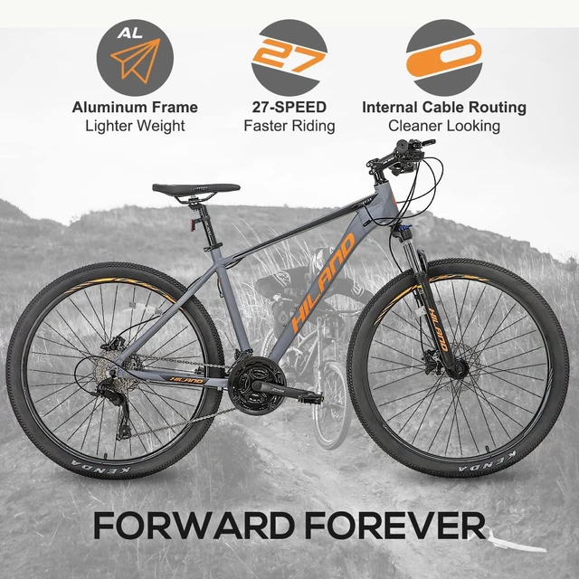 Hiland Aluminum Mountain Bike 27 Speeds Hydraulic Disc brakes lock out Suspension Fork 27.5 Inch Wheel for Men Mens Bicycle Bicycle AliExpress