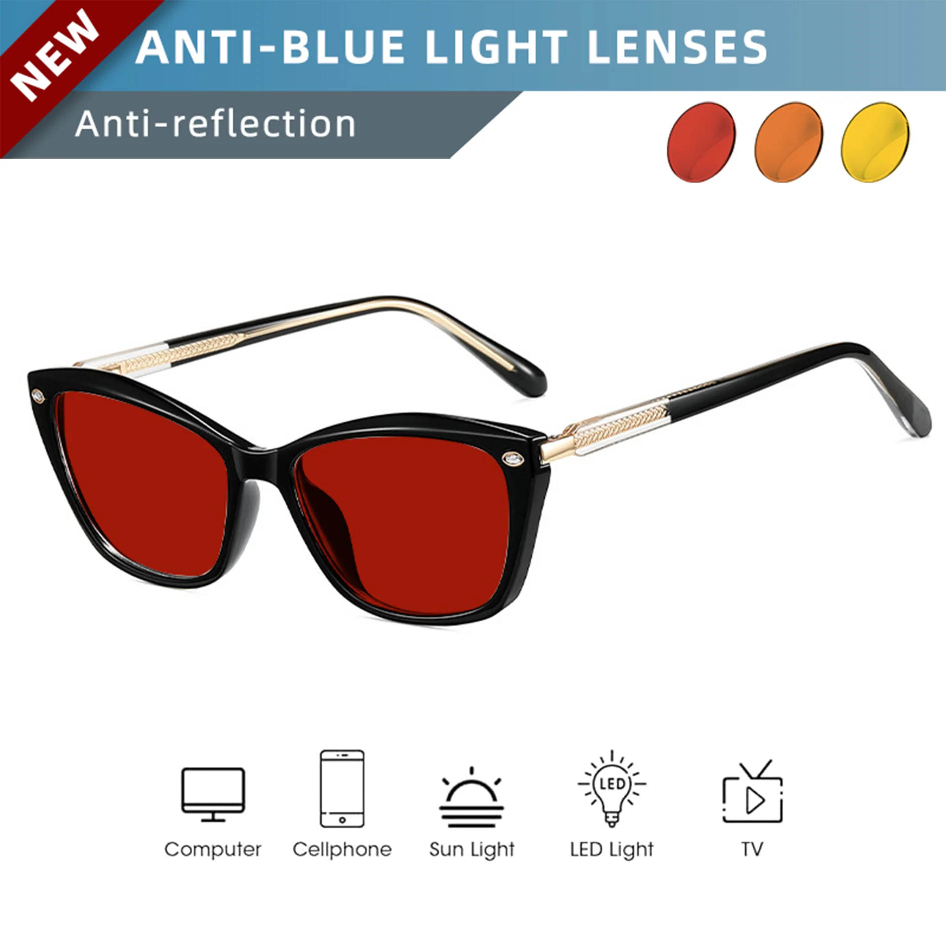 OKH Deep Sleep Glasses Zero Blue Orange Lens Enhance Clear Focus For Long Time Gaming And Daily Office Computer Screen Work