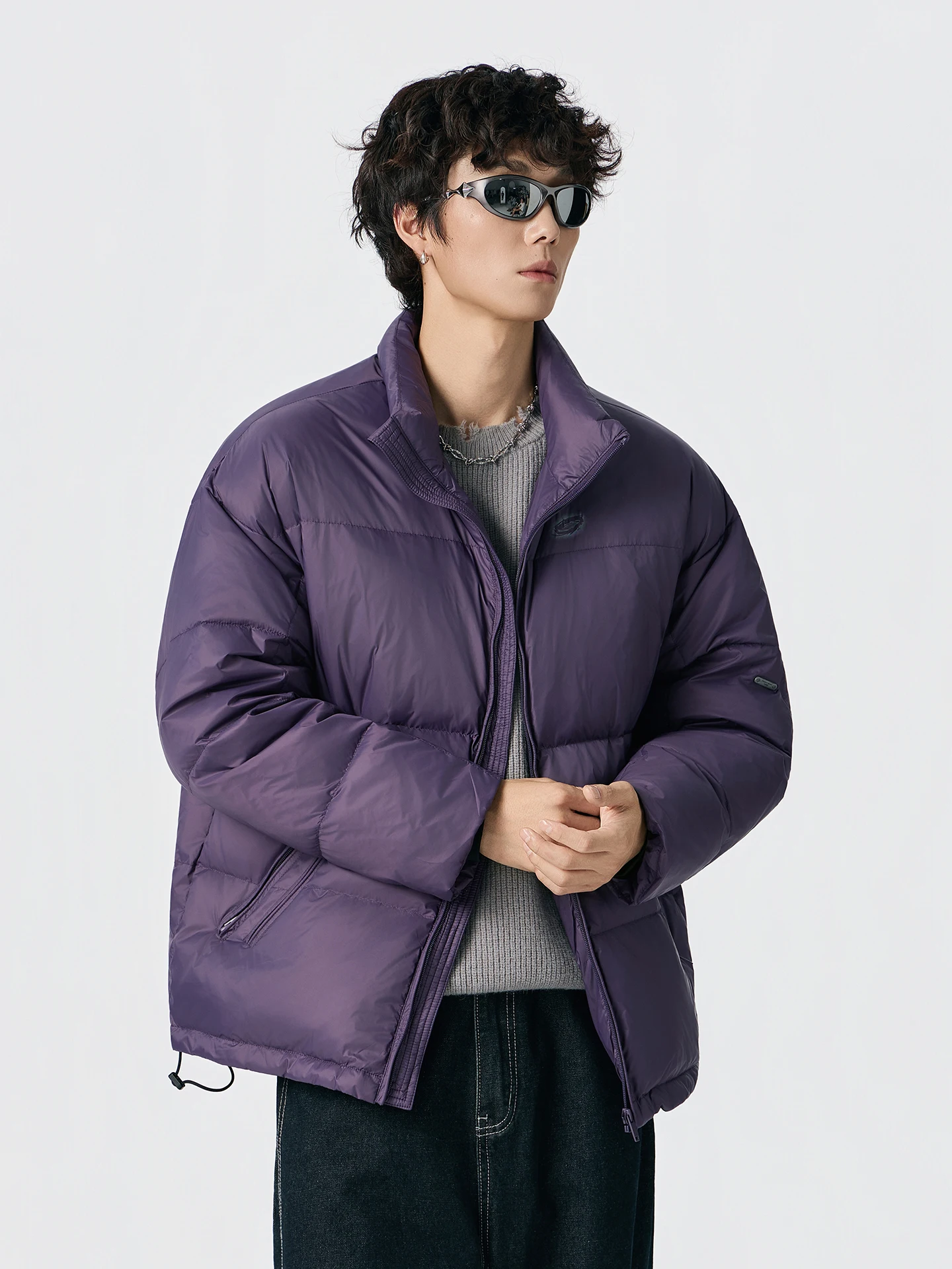 

Мужская зимняя куртка-пуховик в американском ретро-стиле, однотонная, с воротником-стойкой, на 90% из пуха, теплая, больших размеров