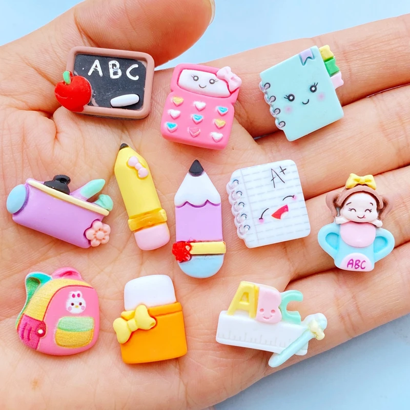20Pcs New Cute Mini Stationery Flat  Back Resin Scrapbook Diy Wedding Hairpin Accessories Embellishments Craft
