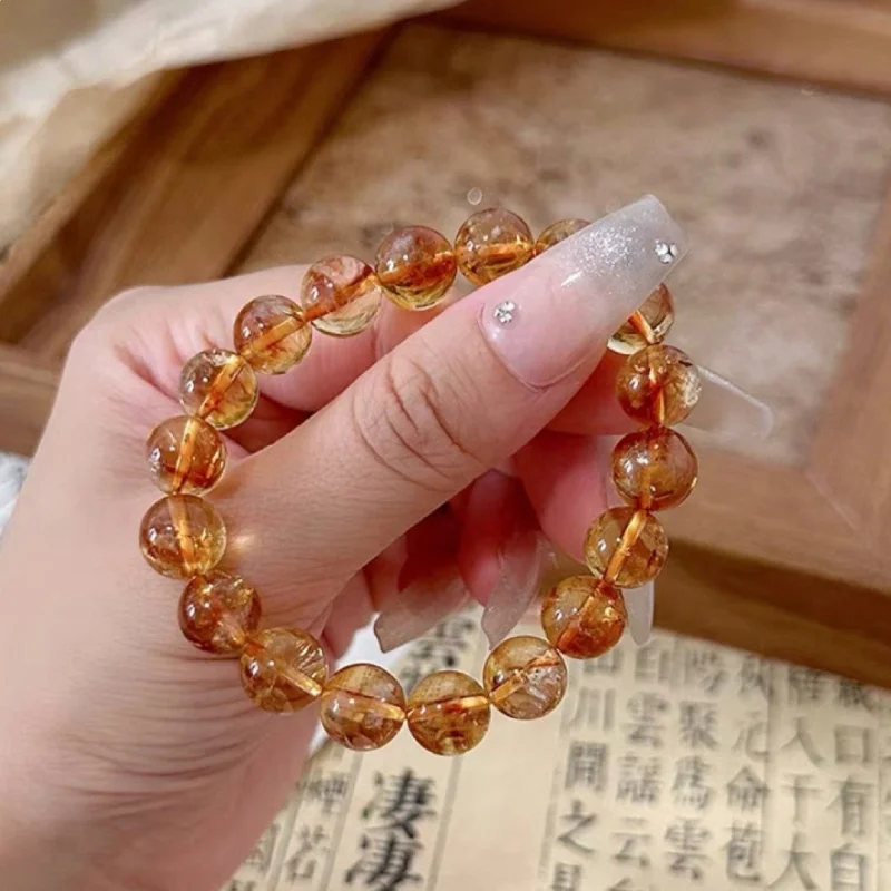 

[With National Inspection Certificate] Tenfold compensation fakes, guaranteed genuine natural yellow crystal bracelet for at