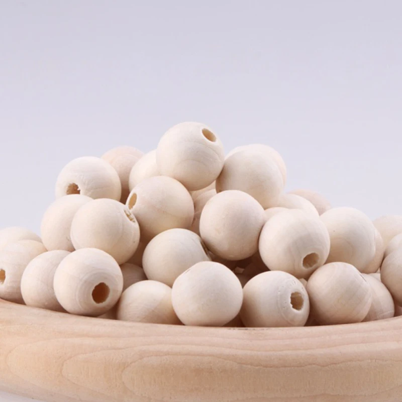 50pcs 4-10mm Preferential  Wood Natural Color Round Wooden Loose Beads Jewelry Accessories For Diy Jewelry Making