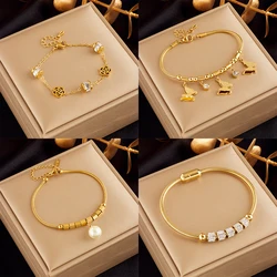 XIYANIKE 316L Stainless Steel Bracelet Zircon Pendant Exquisite Accessories for Women New Trend Christmas Jewelry Gifts Pulsera