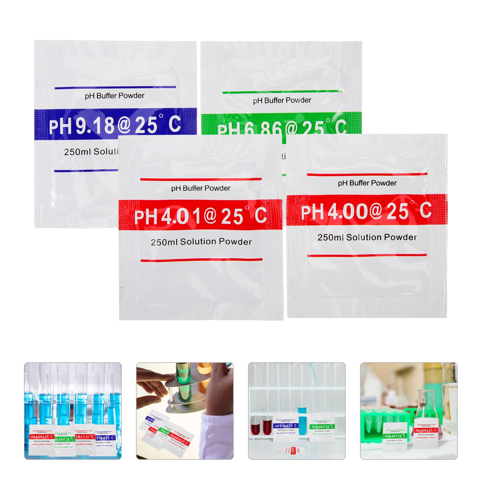 8 Pcs PH Buffer Assorted Powder Weight Meter Solution Calibration Packets Recalibration