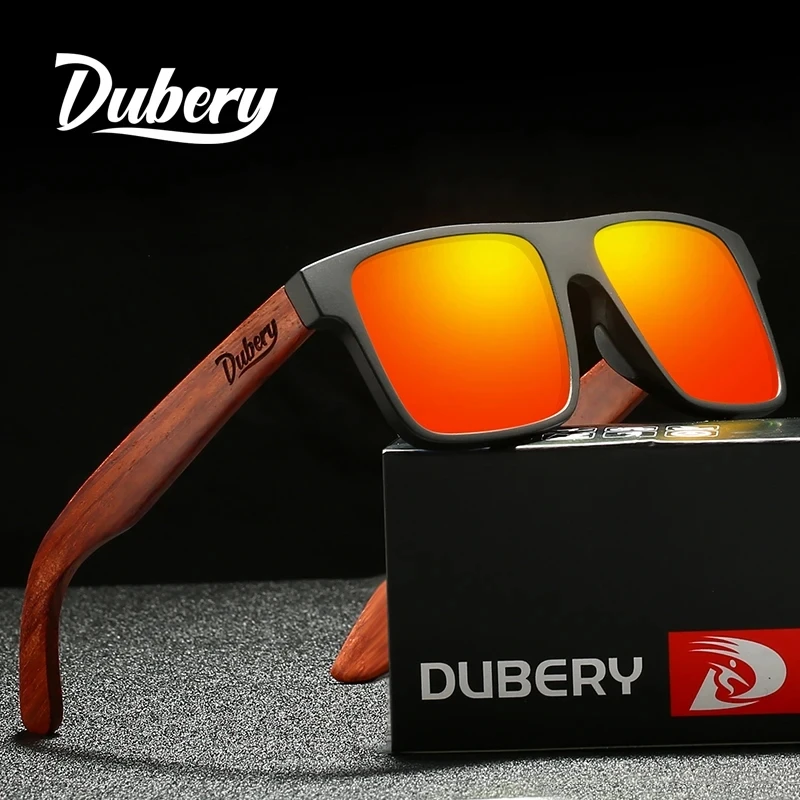 DUBERY Exclusive Design Vintage Men's Glasses Walnut Wooden Sunglasses UV400 Protection Fashion Square Sun glasses Women