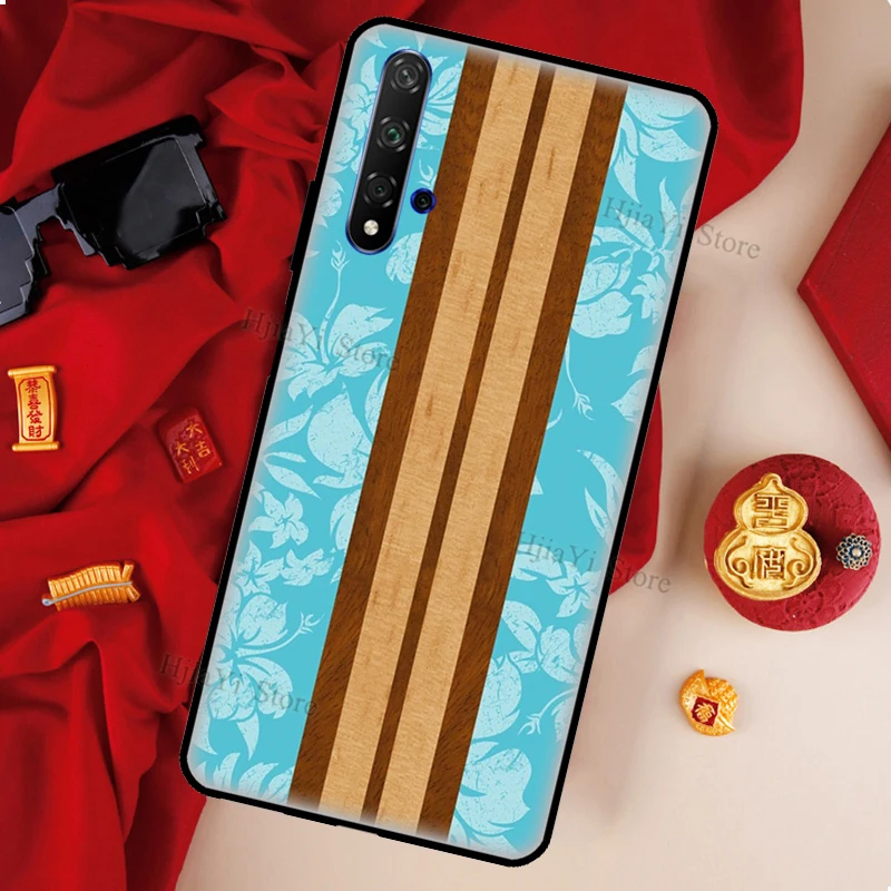 Beach Hawaiian Faux Koa Wood For Huawei Nova 5T 2Z 2 3 i Y7A Y6P Y5P 2020 Y3 II Y5 Y6 Y7 2017 2018 Y9 Prime 2019 Case