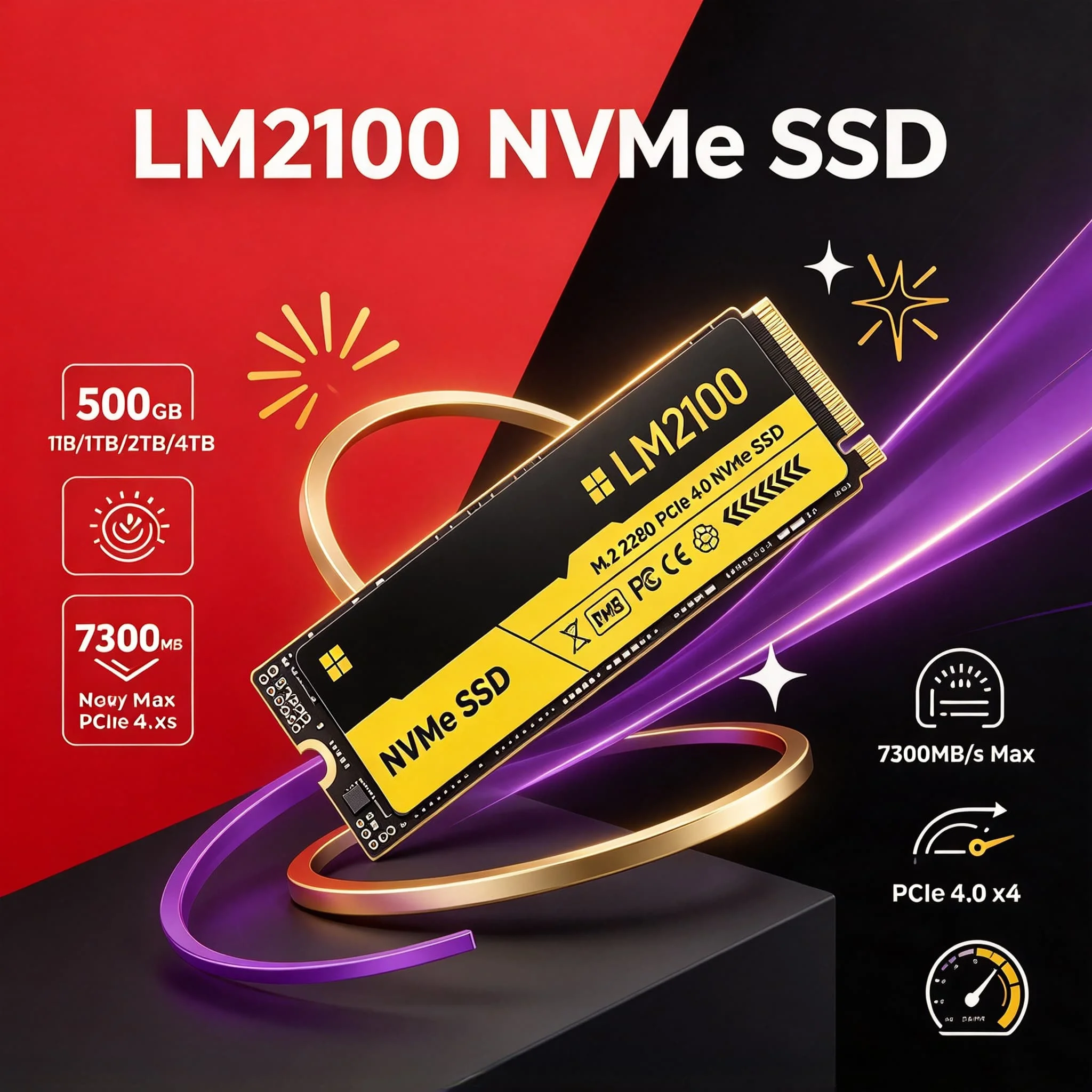 Embedded SSD LM2100 M.2 NVMe PCIe Gen4 New 500GB 1TB 2TB 4TB Game Office Notebook PC Daily Data Backup Storage Drive