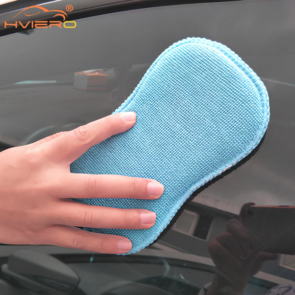 

1X Auto Paint Care Non Woven Pearl Towel Sponge Car Defogging Glass Cleaning Demisting 2Sided Wiping Brush Washer Tools Sky Blue