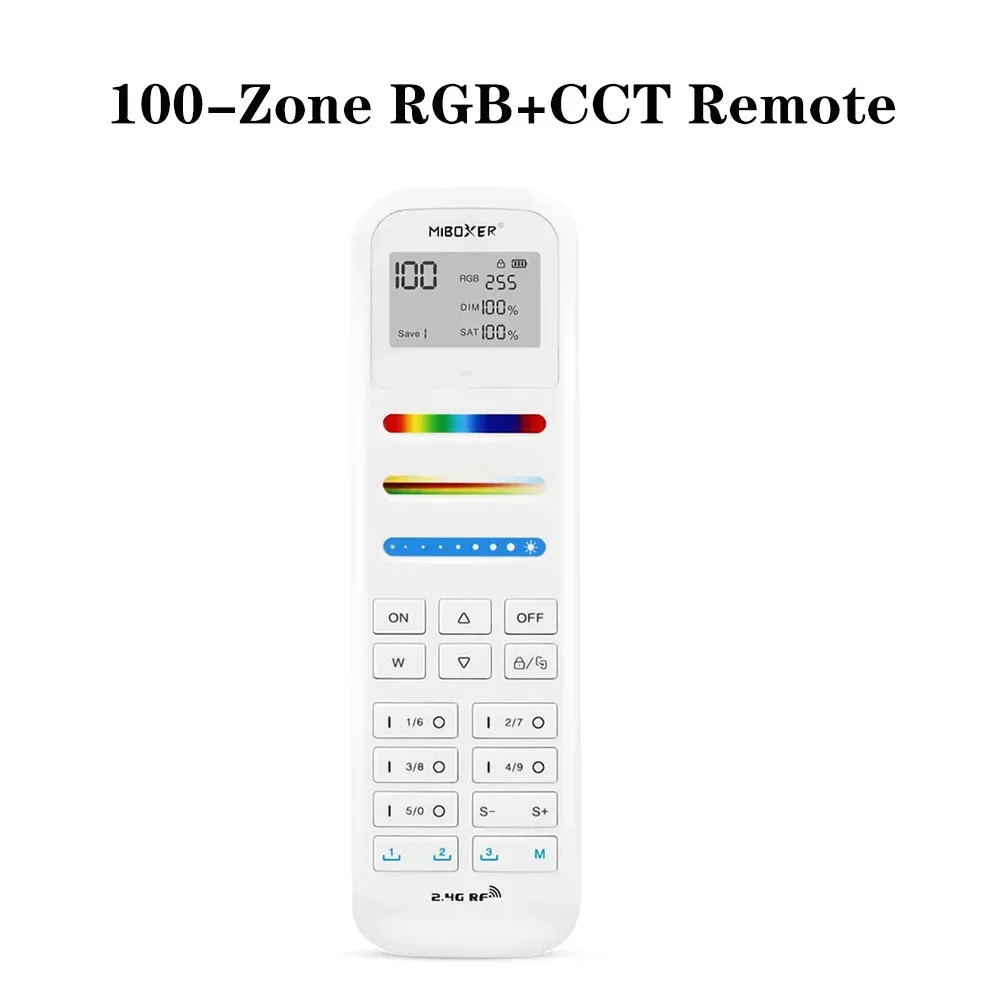 

Miboxer 2.4G RF Wireless Remote Controller FUT100 100-Zone RGB+CCT LED Remote Controller