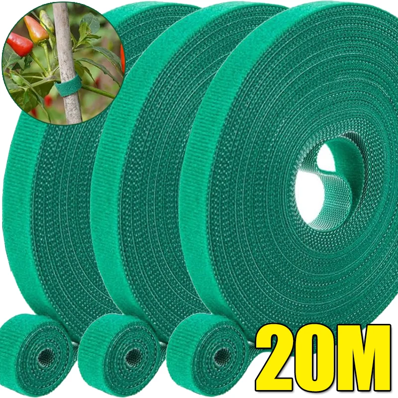 20/1M Garden Plant Ties Nylon Plant Support Bandage Adjustable Hook Loop Garden Tomato Vine Fastening Strips Cable Fixing Tie