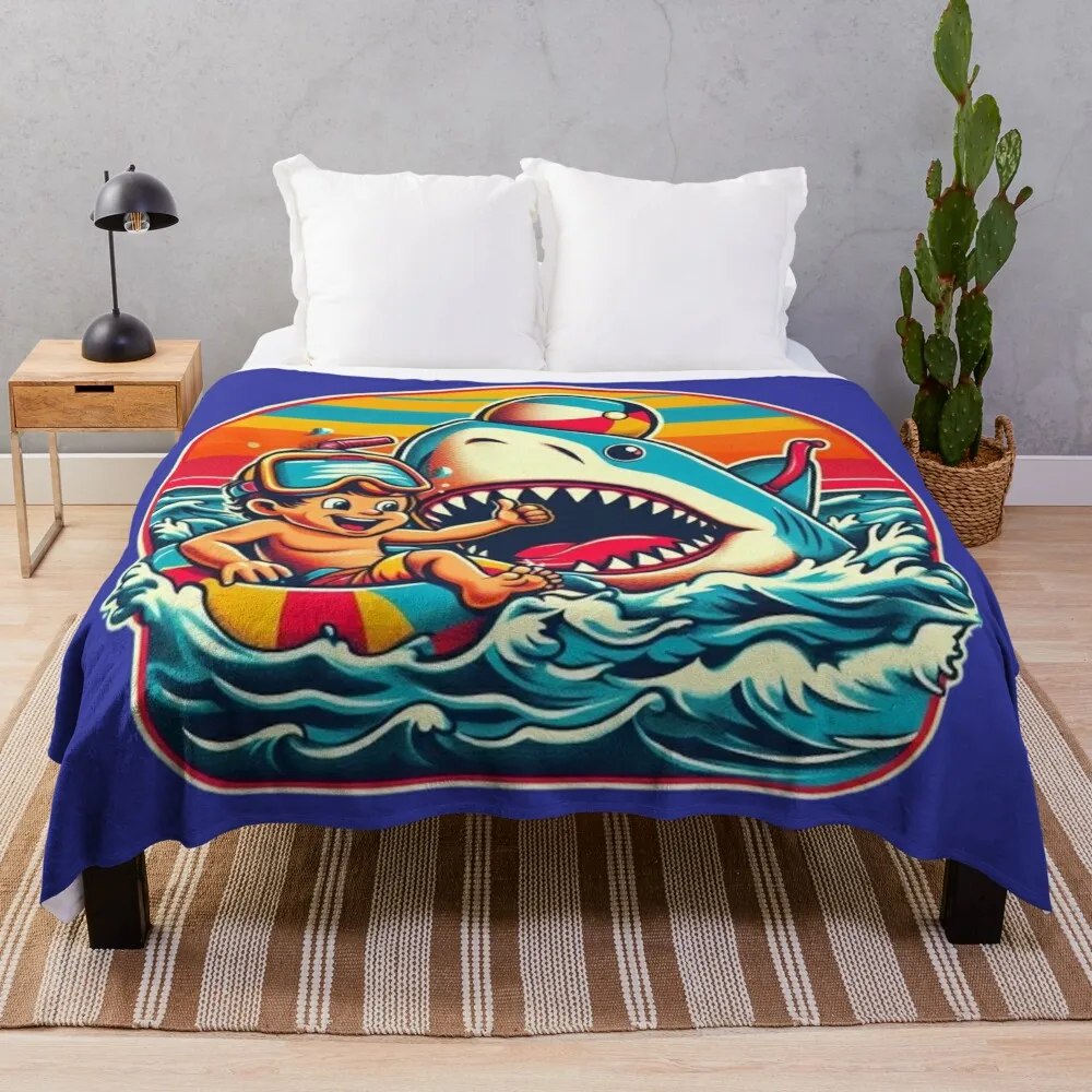 

shark attack :dont you worry is just a shark attack Throw Blanket Bed Beautifuls Blankets