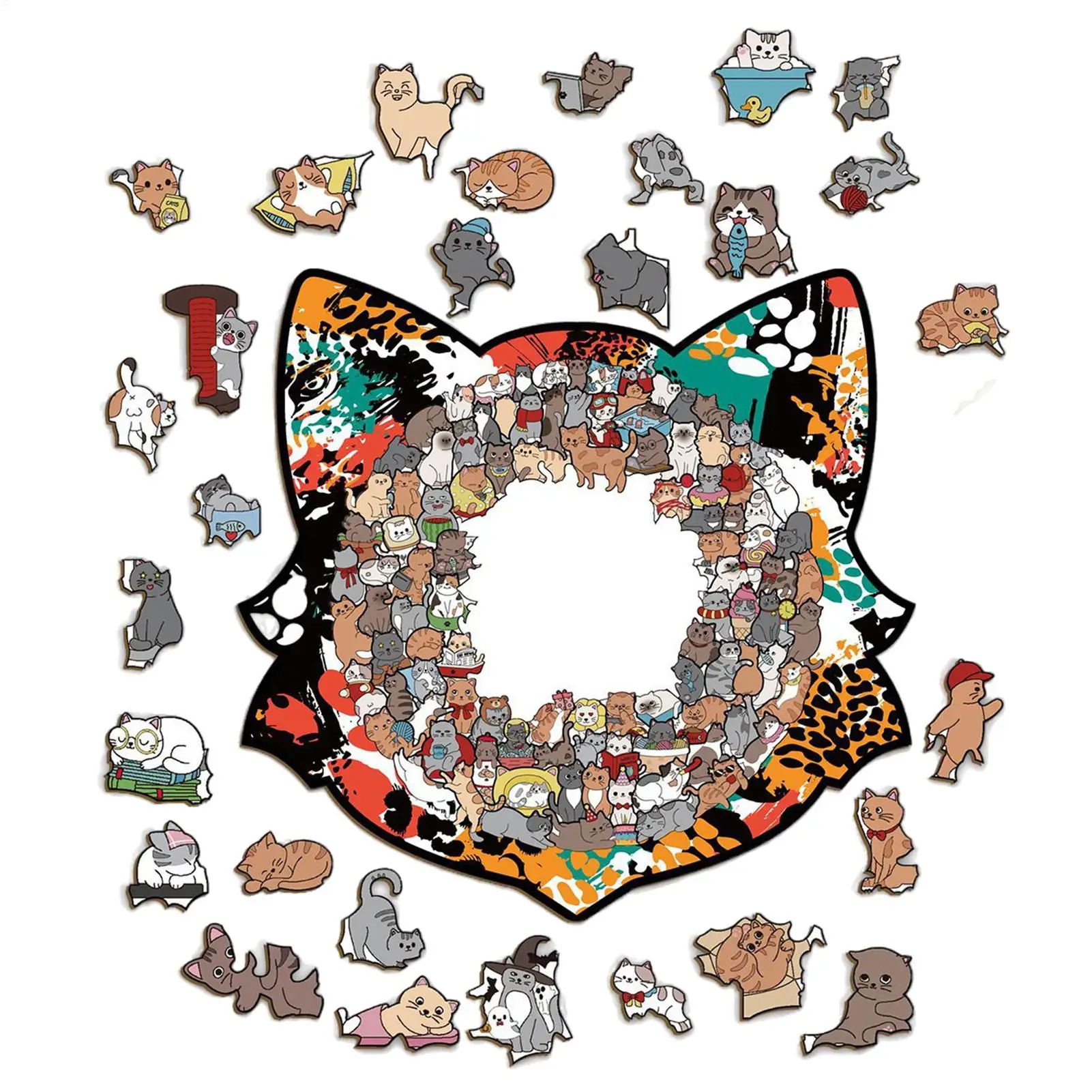 Puzzle in legno a forma di gatto Pezzi unici irregolari di puzzle Gioco Regali di Natale di compleanno per gli amanti dei gatti Decorazioni per la casa