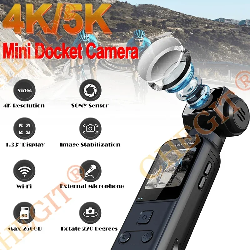 1.33 بوصة شاشة LCD جيب 5K/4K الترا HD EISAction كاميرا الدورية لين واي فاي سجل في الهواء الطلق DV الرياضة الدراجات النارية كام